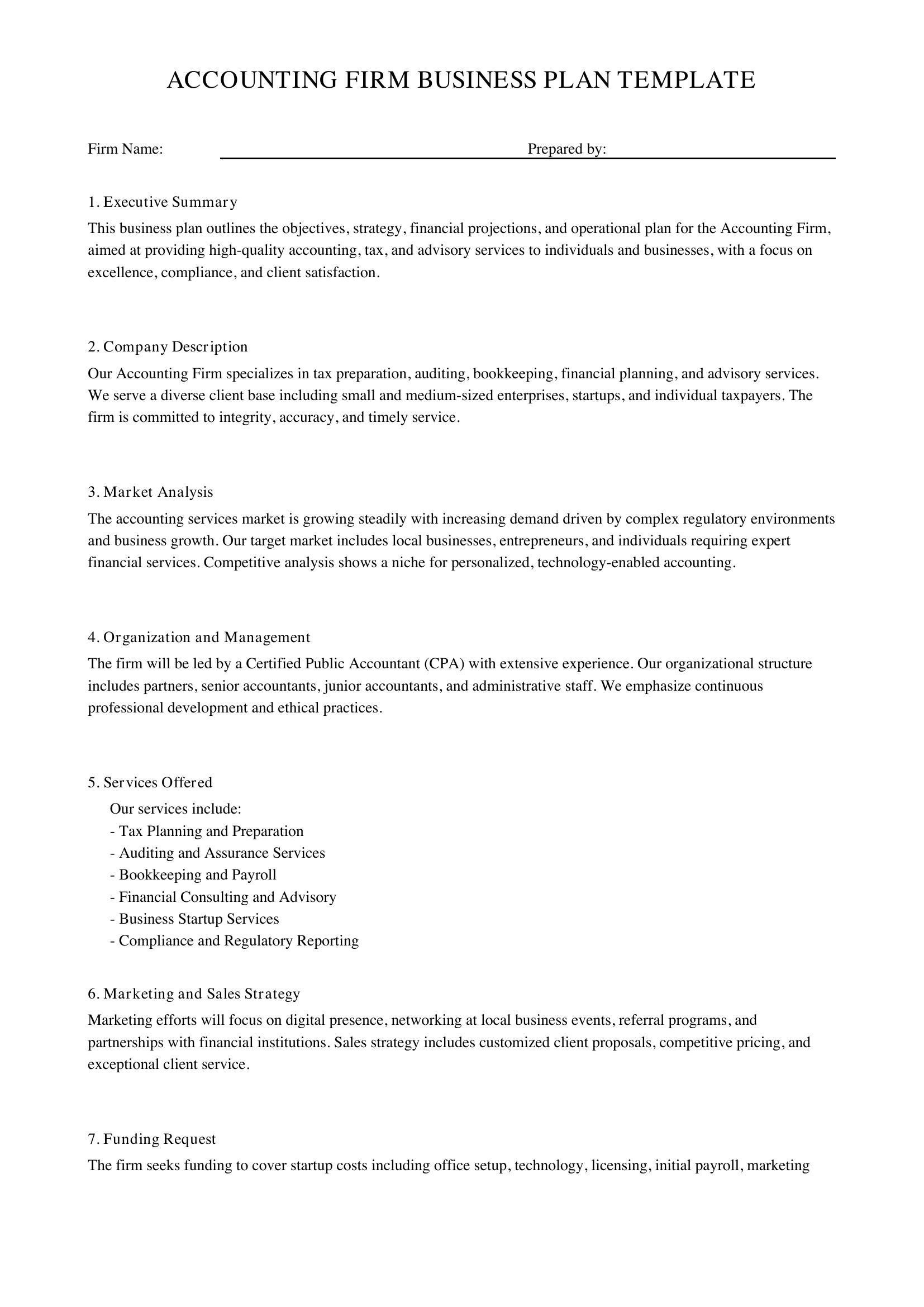 Accounting Firm Business Plan Template