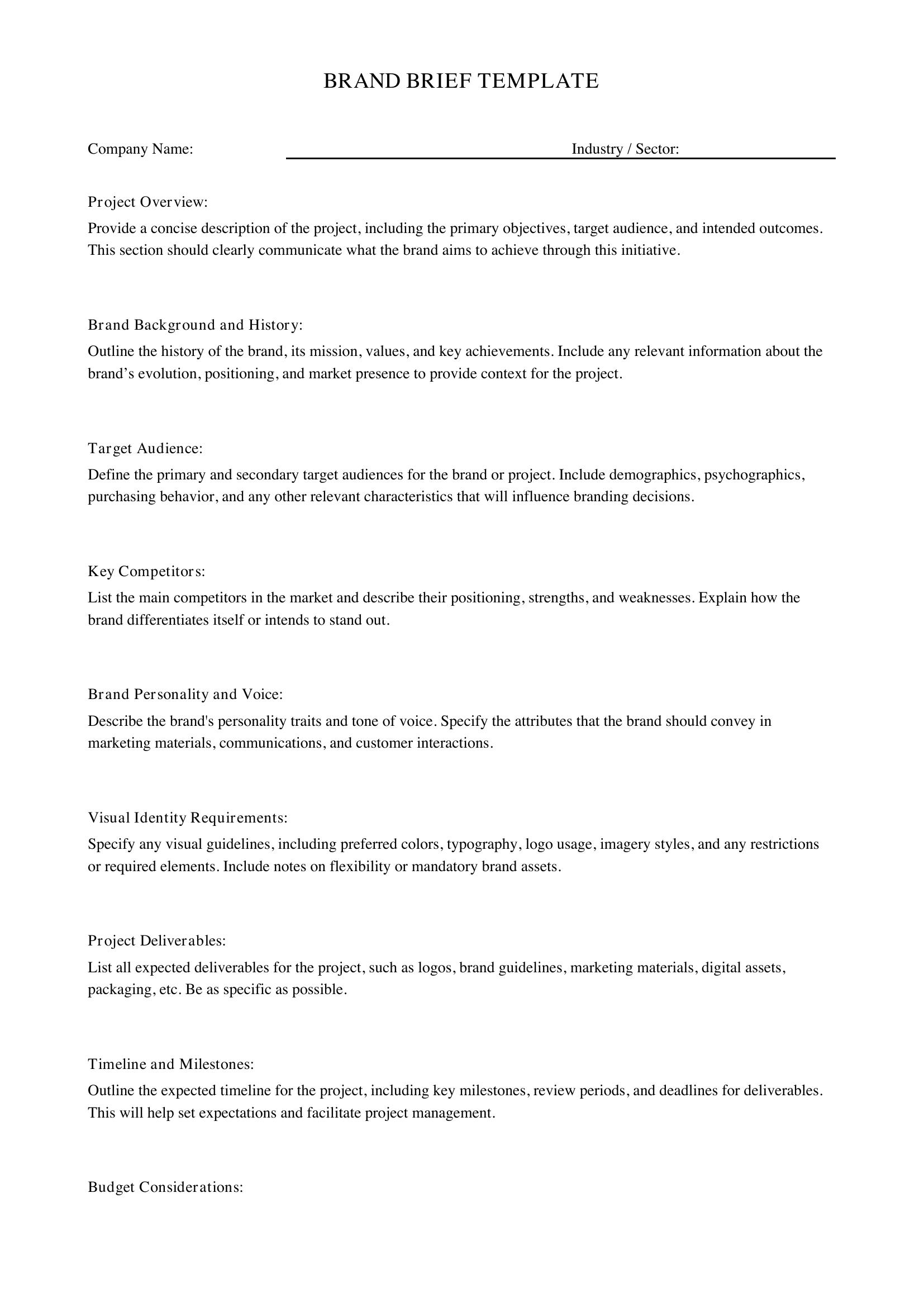 Brand Brief Template