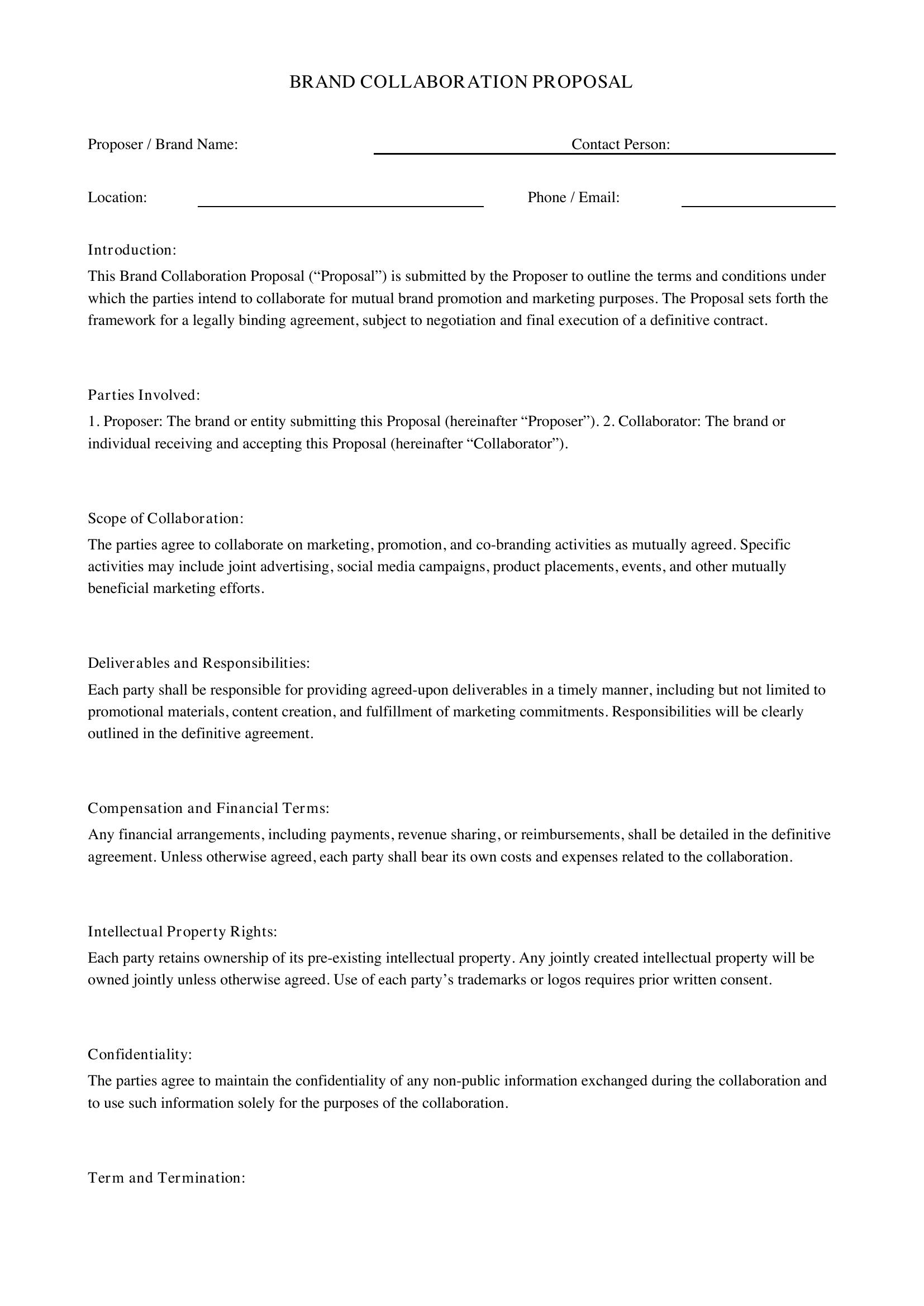 Brand Collaboration Proposal Template