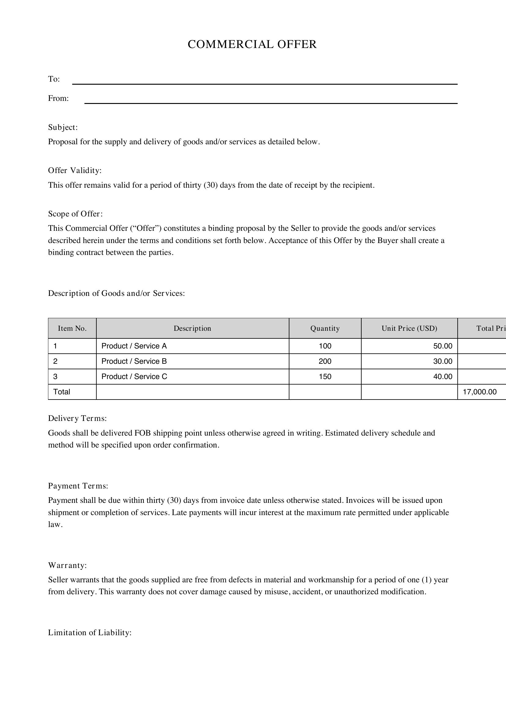 Commercial Offer Template