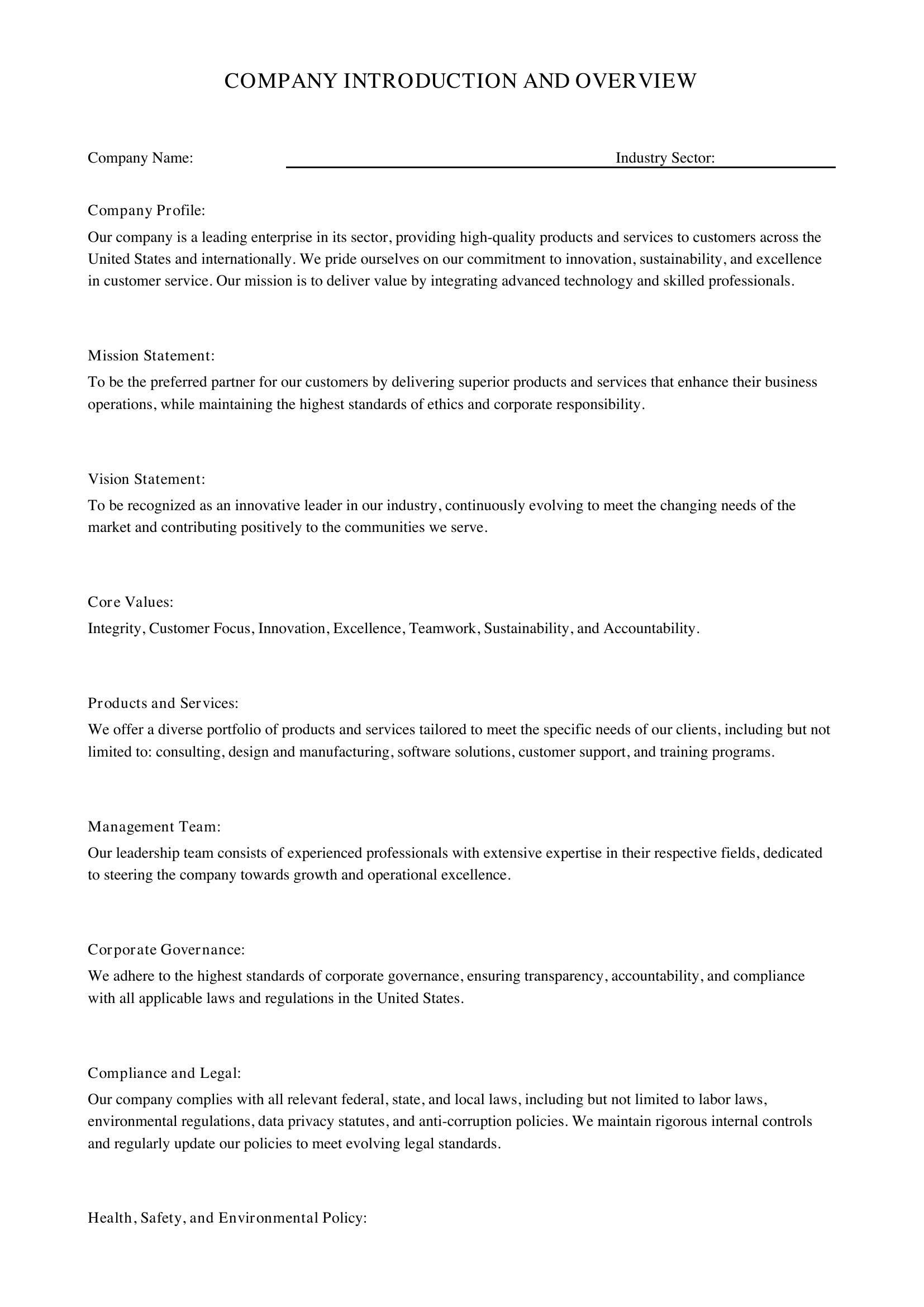 Company Introduction Template