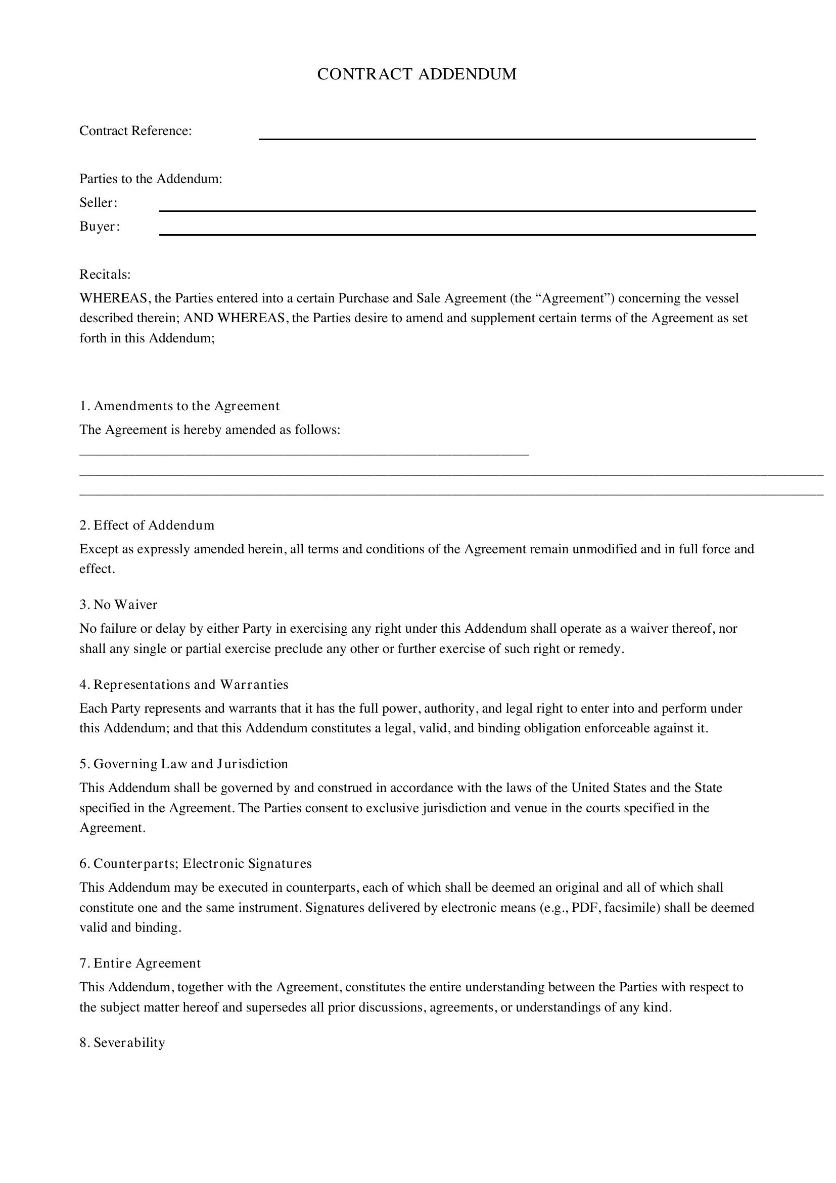 Contract Addendum Template
