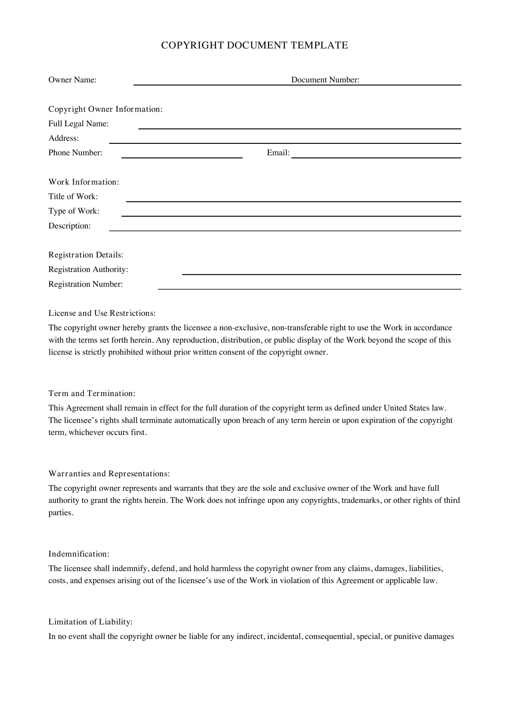 Copyright Document Template