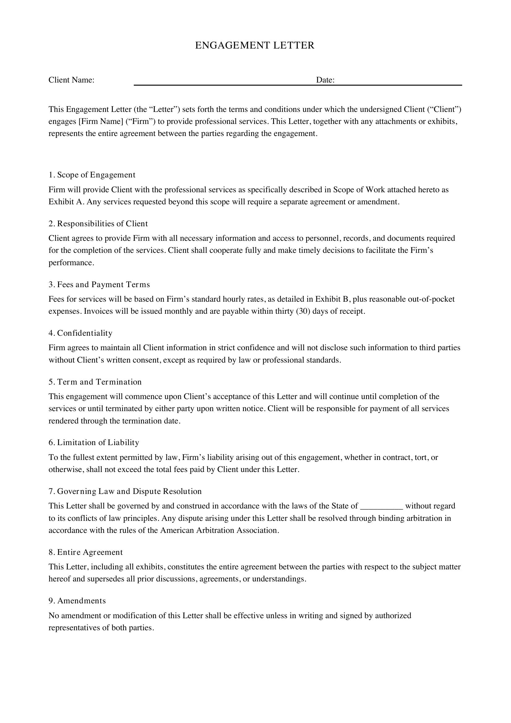 Engagement Letter Template