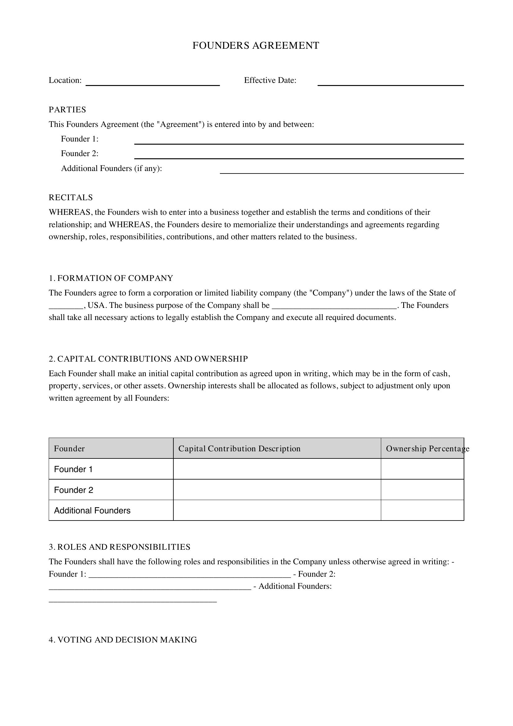 Founders Agreement Template