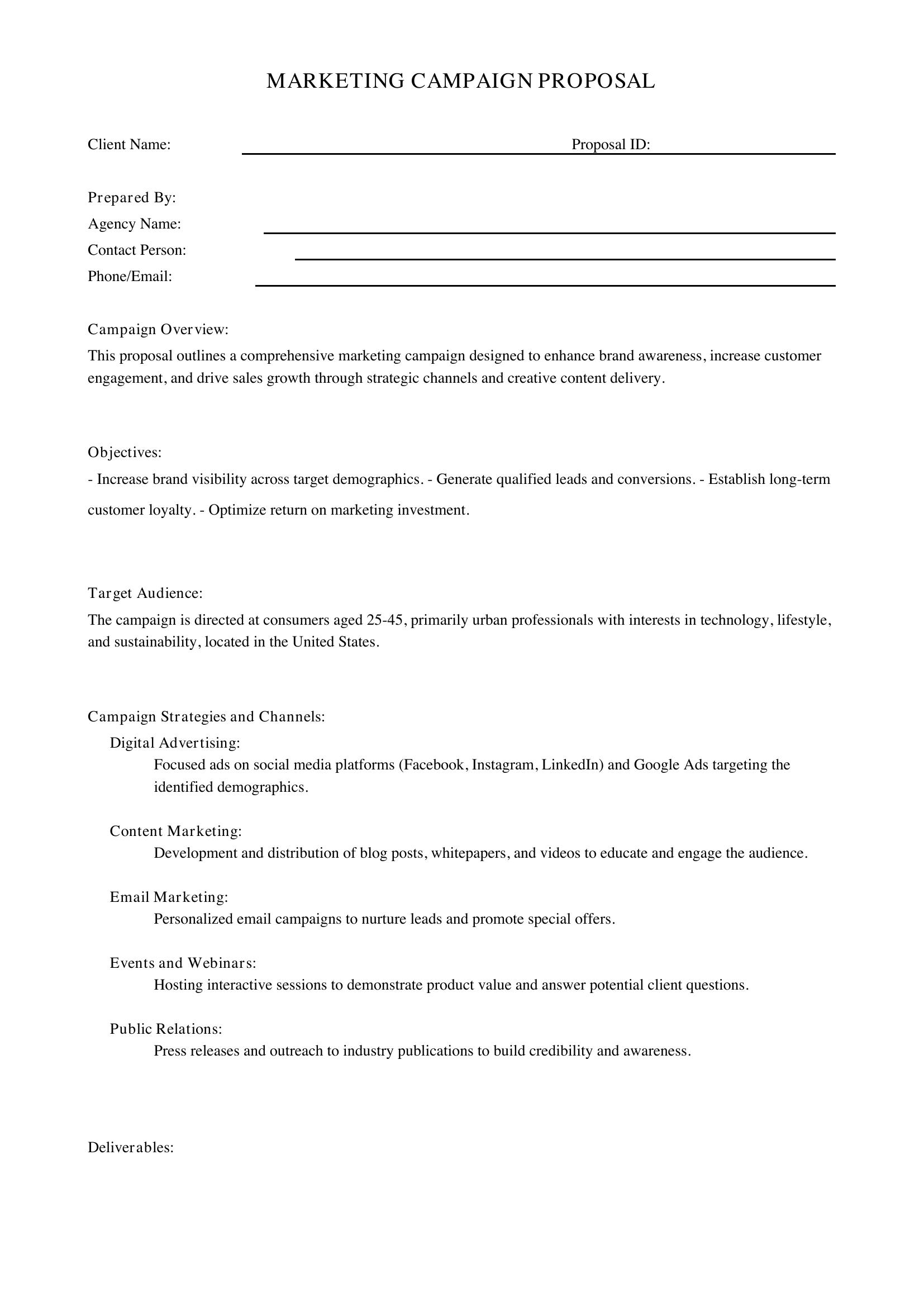 Marketing Campaign Proposal Template