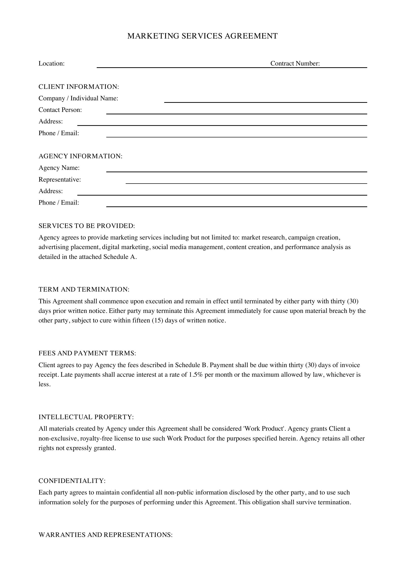 Marketing Contract Template