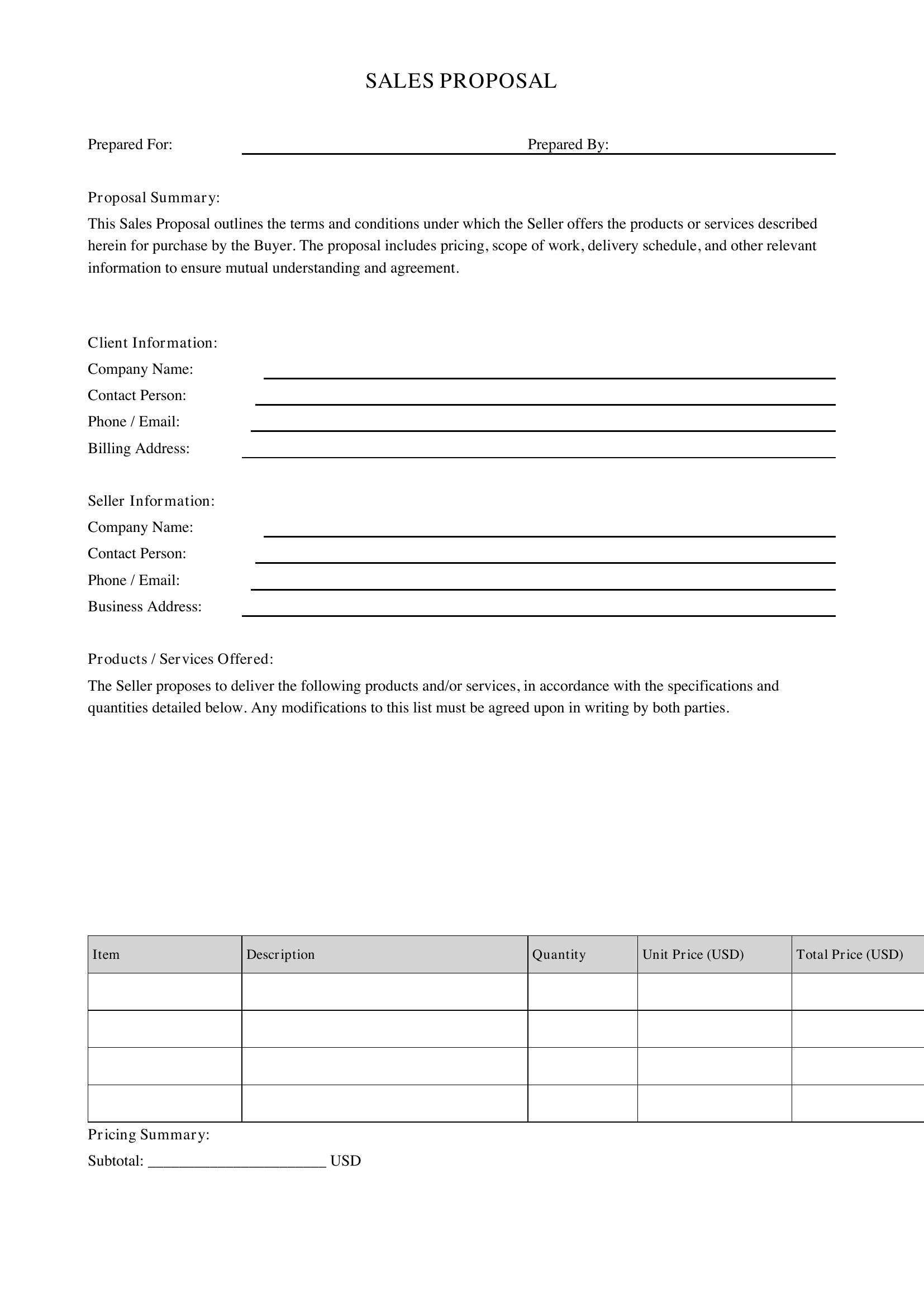 Sales Proposal Template